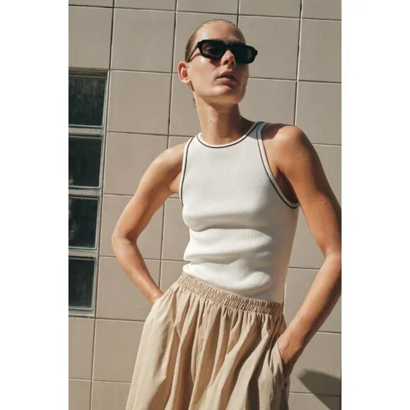 ZARA CONTRAST POPLIN MIDI DRESS - Picture 3 of 7